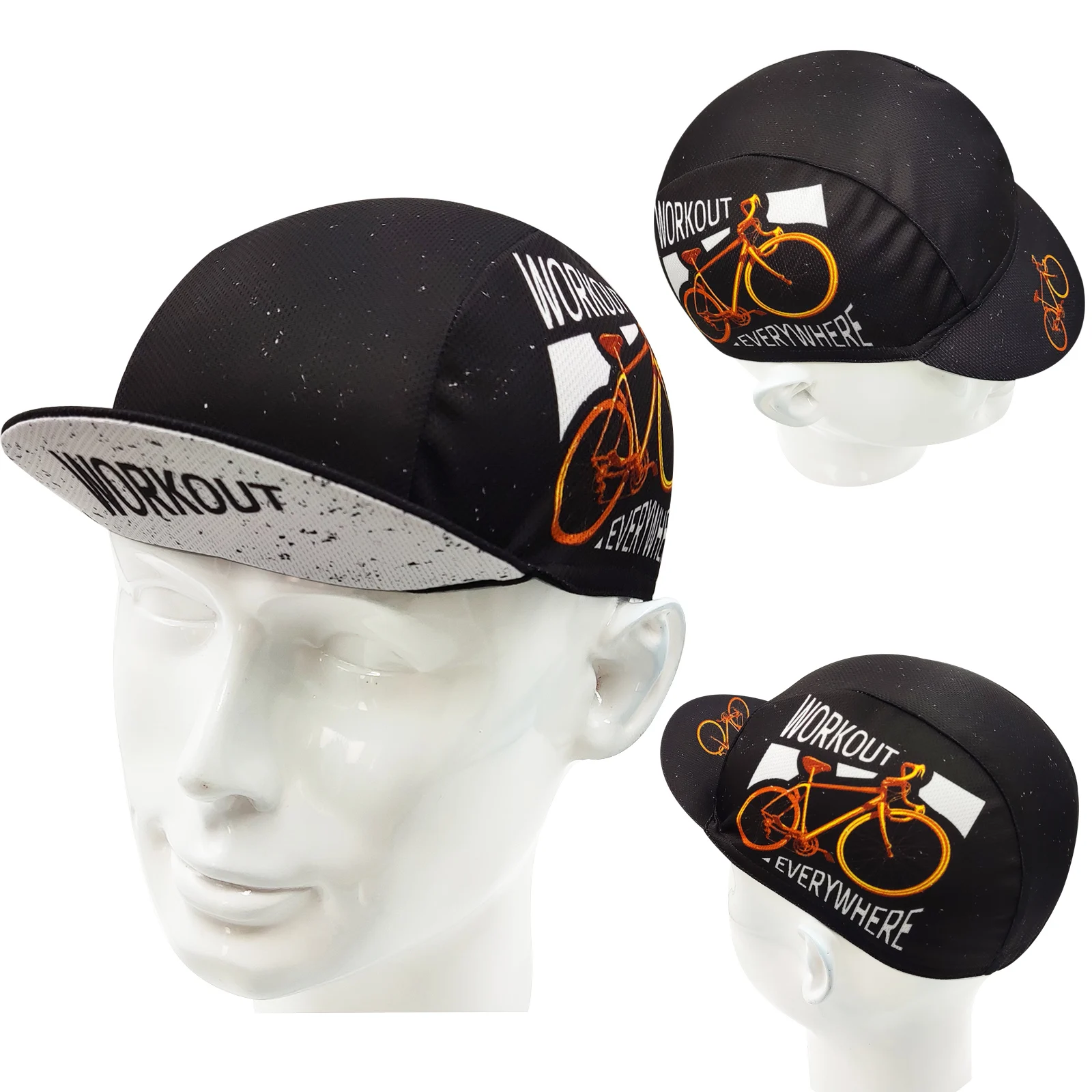 2 Styles Black Orange New CLassical Cycling Caps Breathable Unisex Gorra Ciclismo 5