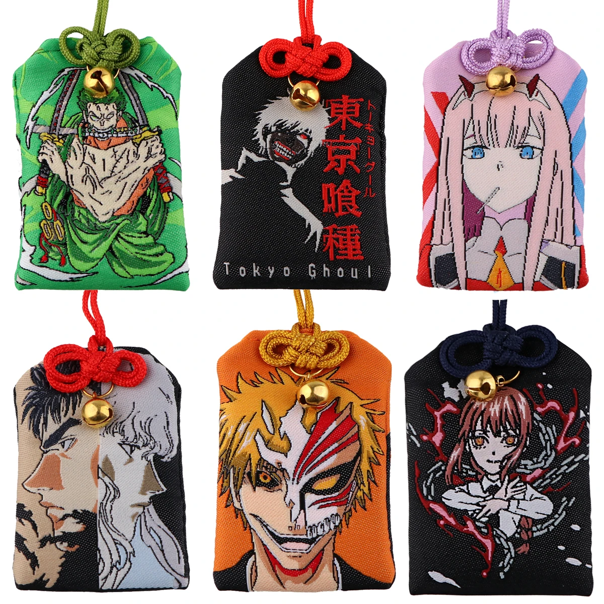 

Cool Anime Embroidery Pray Fortune Omamori Pendant Keychain Beauty Health Safety Lucky Charms Wealth Bag Keyrings Gifts