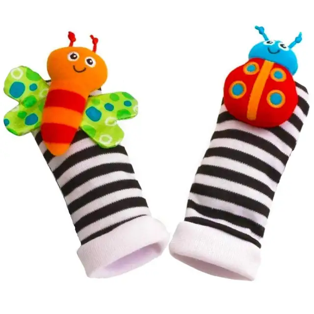 Chaussettes hochet en peluche réconfortant pour bébé, bande de poignet,  jouets d'animaux de dessin animé d'insecte, jouet d'apprentissage pour  fille et garçon, 3-6 à 12 mois - AliExpress