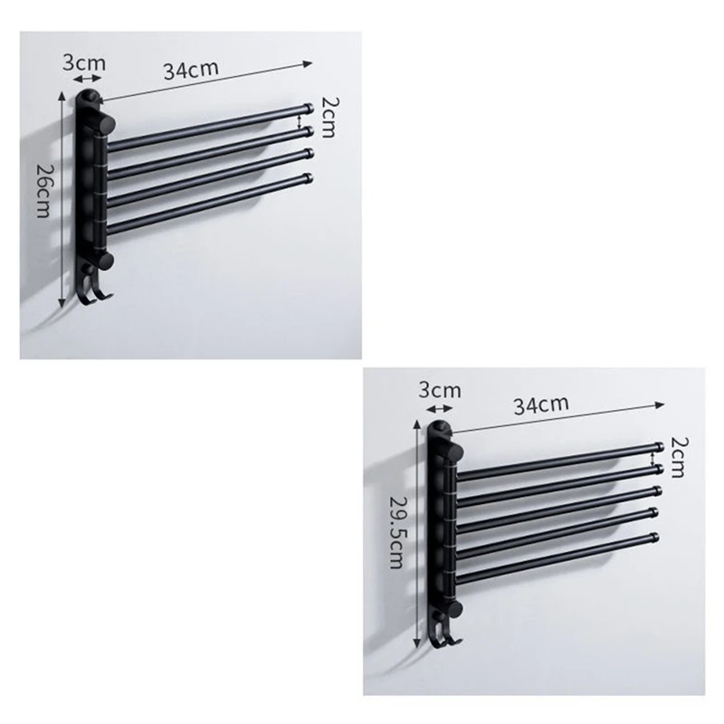 A29M-Bath Towel Rack Swivel Towel Rack Bathroom Swing Arm Bar Wall Mounted Clothes Hanger