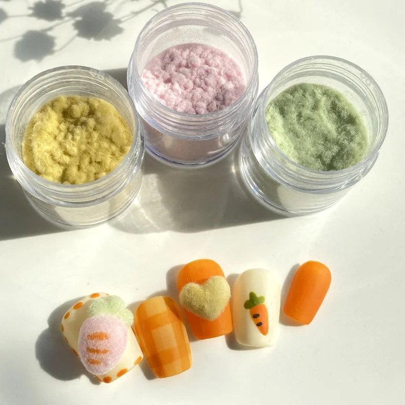12 Colors Fuzzy Flocking Velvet Nail Powder Winter Blue Pink White Velvet Nail Powder DIY Art Salon nail powder