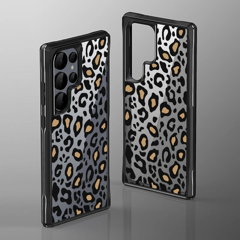 Custodia Con Stampa Leopardata Per Samsung Galaxy S24 S23 Ultra A15 A25 A35 A34 A54 A55 5G Luxury Hybrid Tpu + Pc Cover Antiurto Per Paraurti