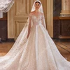 Luxury V-Neck Women Wedding Dresses Bright Sequin Bridal Gowns A line Mopping Length Long Sleeves Vestidos De Novias Customized 3