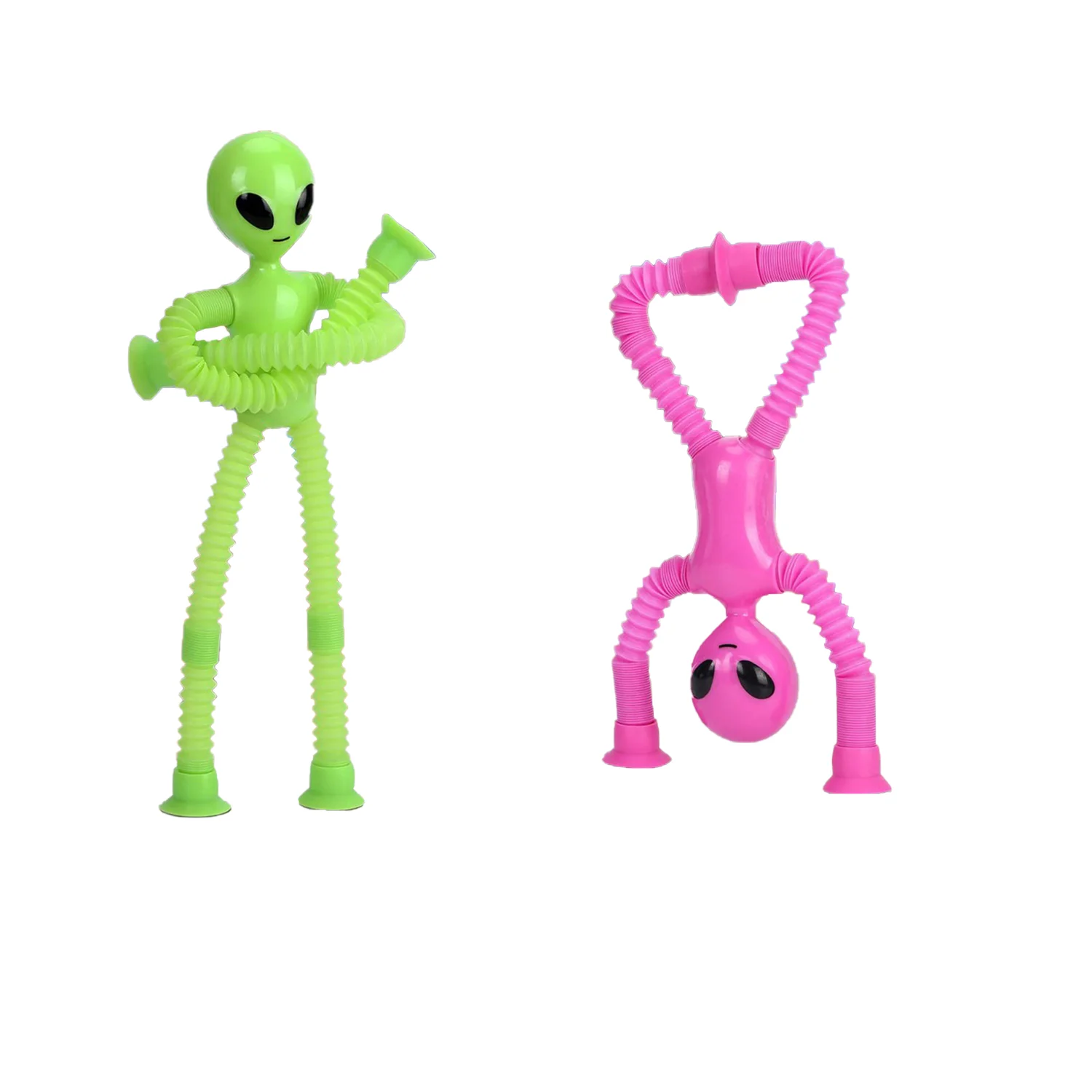 Cartoon suction cup telescopic tube,alien versatile stretching tube, interactive puzzle decompression toy,with and without light 5