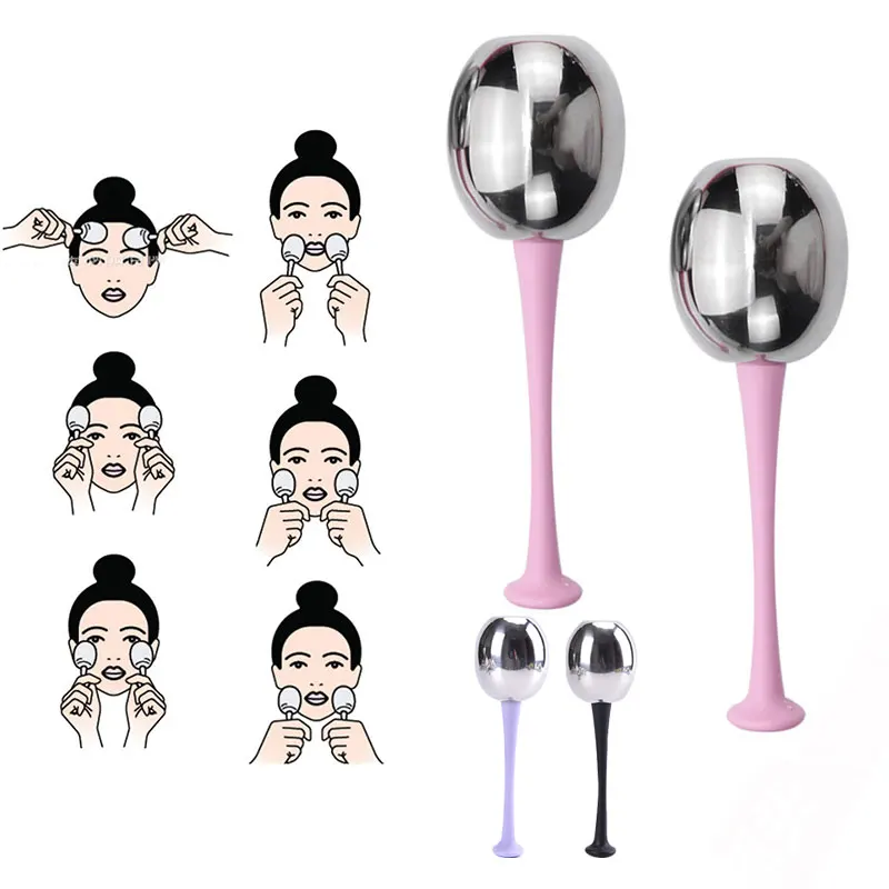Facial Ice Globes stainless steel Face Skin Cryo Sticks For Facial Massage Neck Eyes Anti Puff Anti Aging Facial Treatment Tools