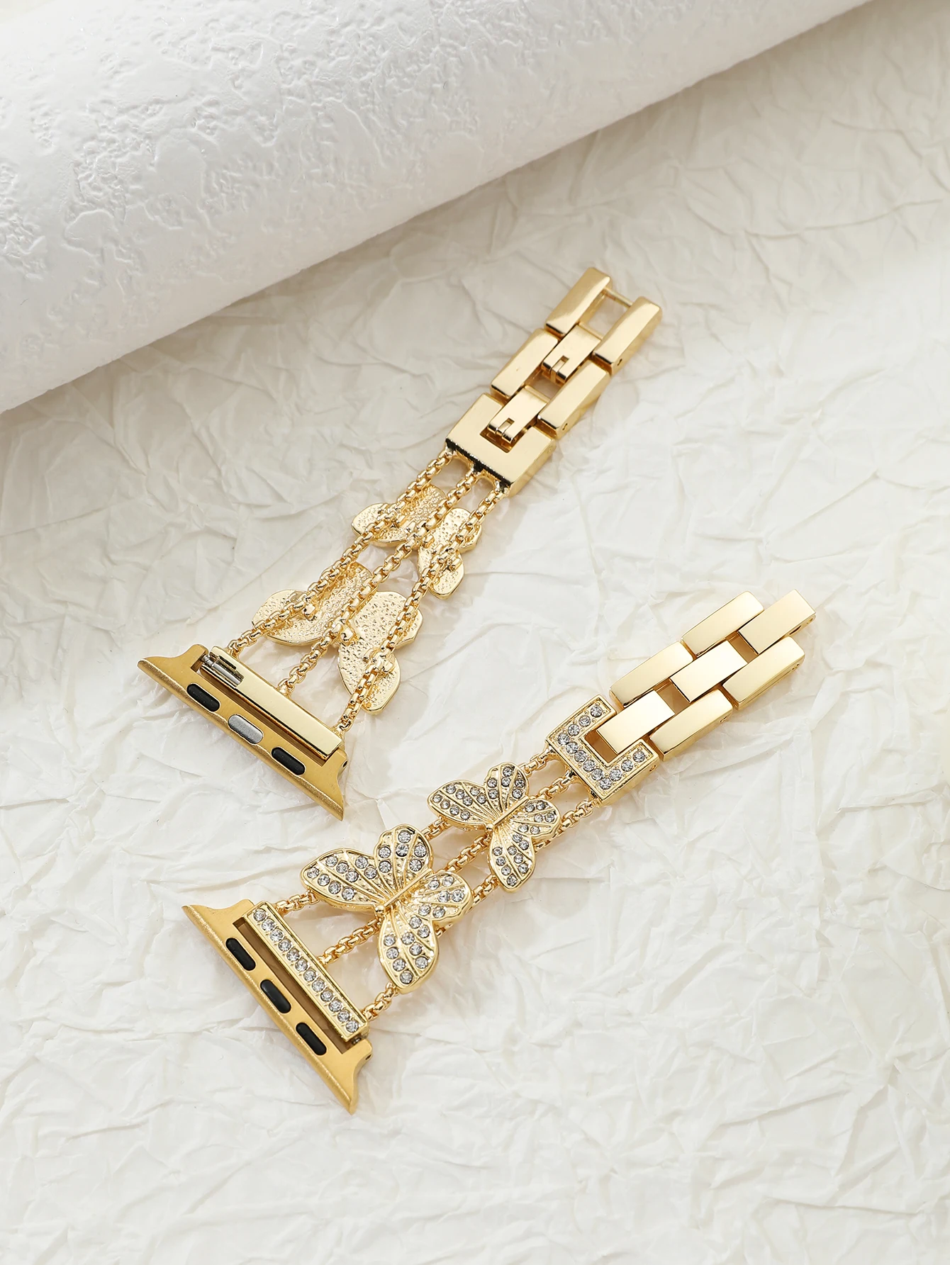 Elegant Metal Strap with Bling Butterfly Bracelet Chain