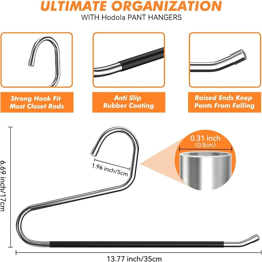 18 Pack Space Saving Open Ended Metal Pant Hangers Non Slip Jean Hangers for Men and Women Ideal Closet Storage Organizer for C