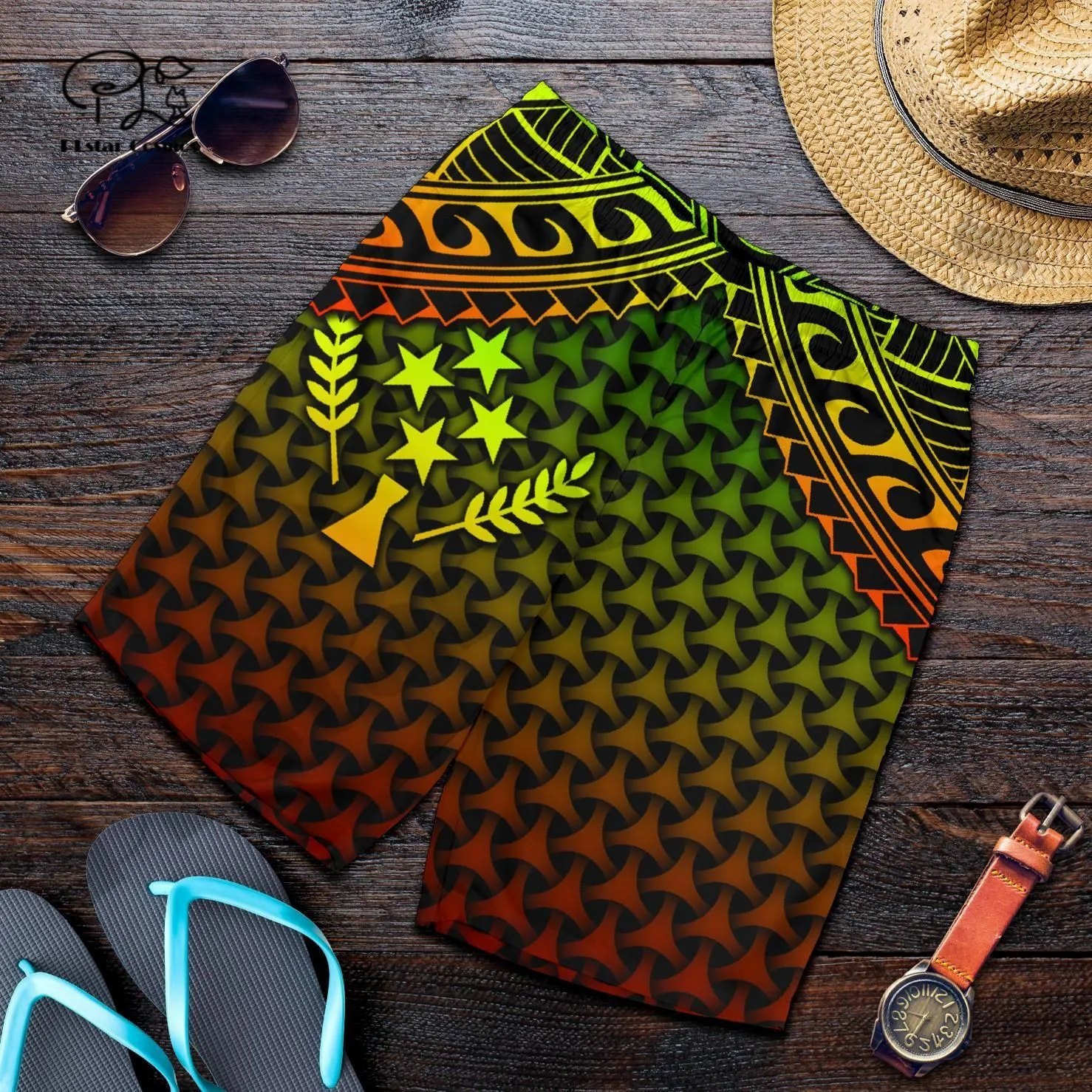 PLstar Cosmos Newest Kosrae SM Polynesia Tribal Tattoo Summer Beach Breathable 3DPrint Casual Unique Unisex Shorts Streetwear -1