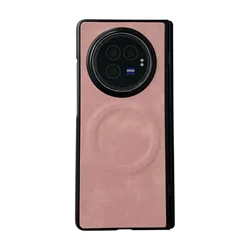 Luxury PU Leather Magnetic MagSafe Protective Back Cover Case for Vivo X Fold3 Pro (Pink)