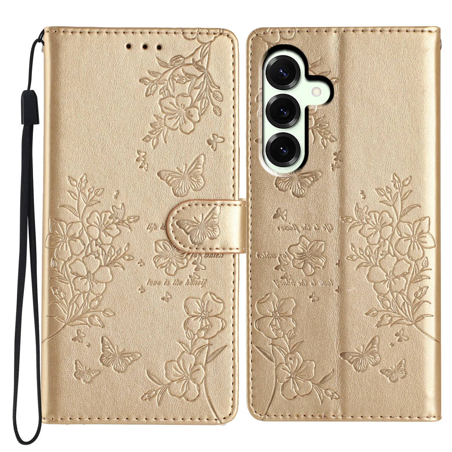 Floral Butterfly Leather Flip Wallet Case