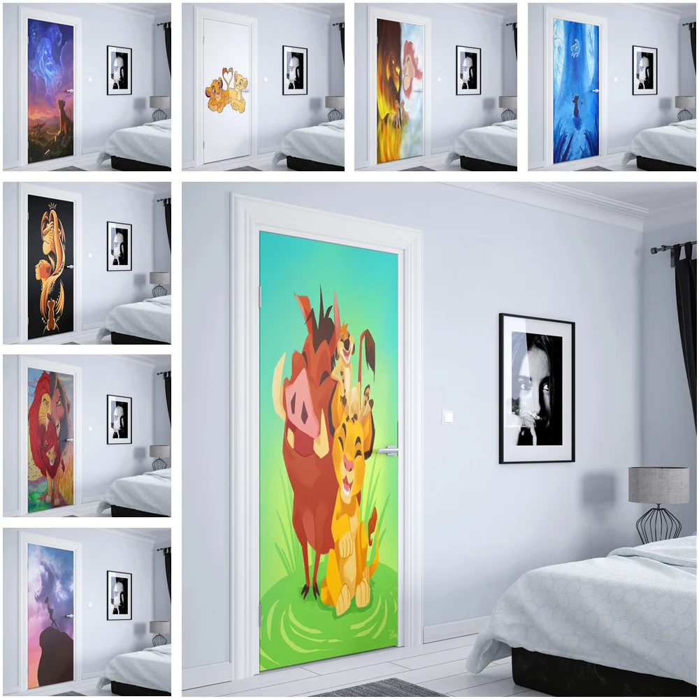 Disney Classic Animation Movie The Lion King Door Sticker Art Decoration Home Kindergarten Vinyl Sticker Pvc Wall Sticker Gift