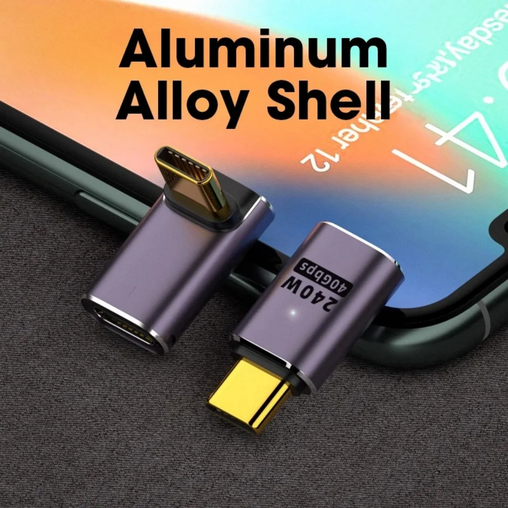 USB 4.0 40Gbps OTG Charger Connector PD 240W 100W 8K 60Hz High Speed USB C U Shape Straight Angle Male to Female Adapter