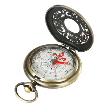 Retro Pocket Watch Compass Outdoor Tool Vintage Bronze Compass Pocket Size Compass for Outdoor Hiking Camping Kid Gifts 2