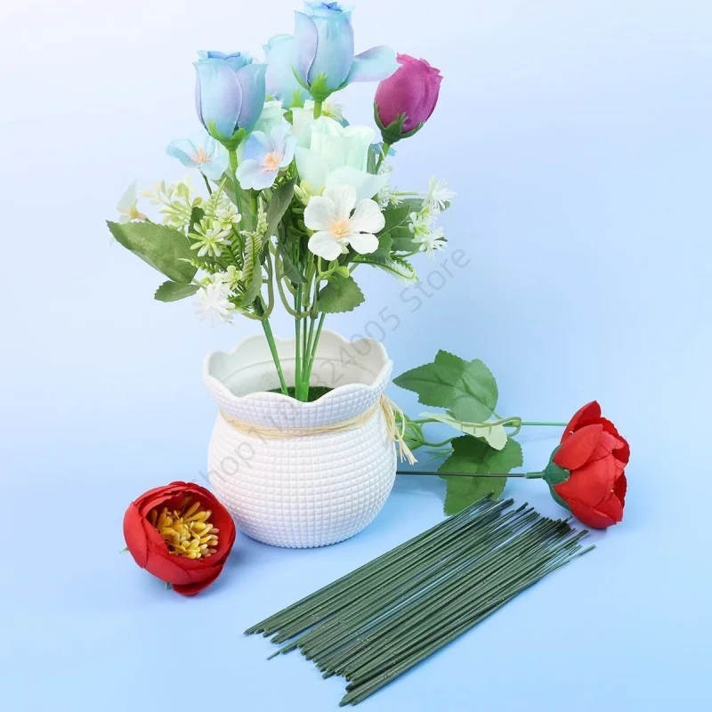 5-50Pcs 2mm Green Floral Wire Stems for Florist Flower Arrangement 30 40cm DIY Wedding Handmade Material Decor Accessoies