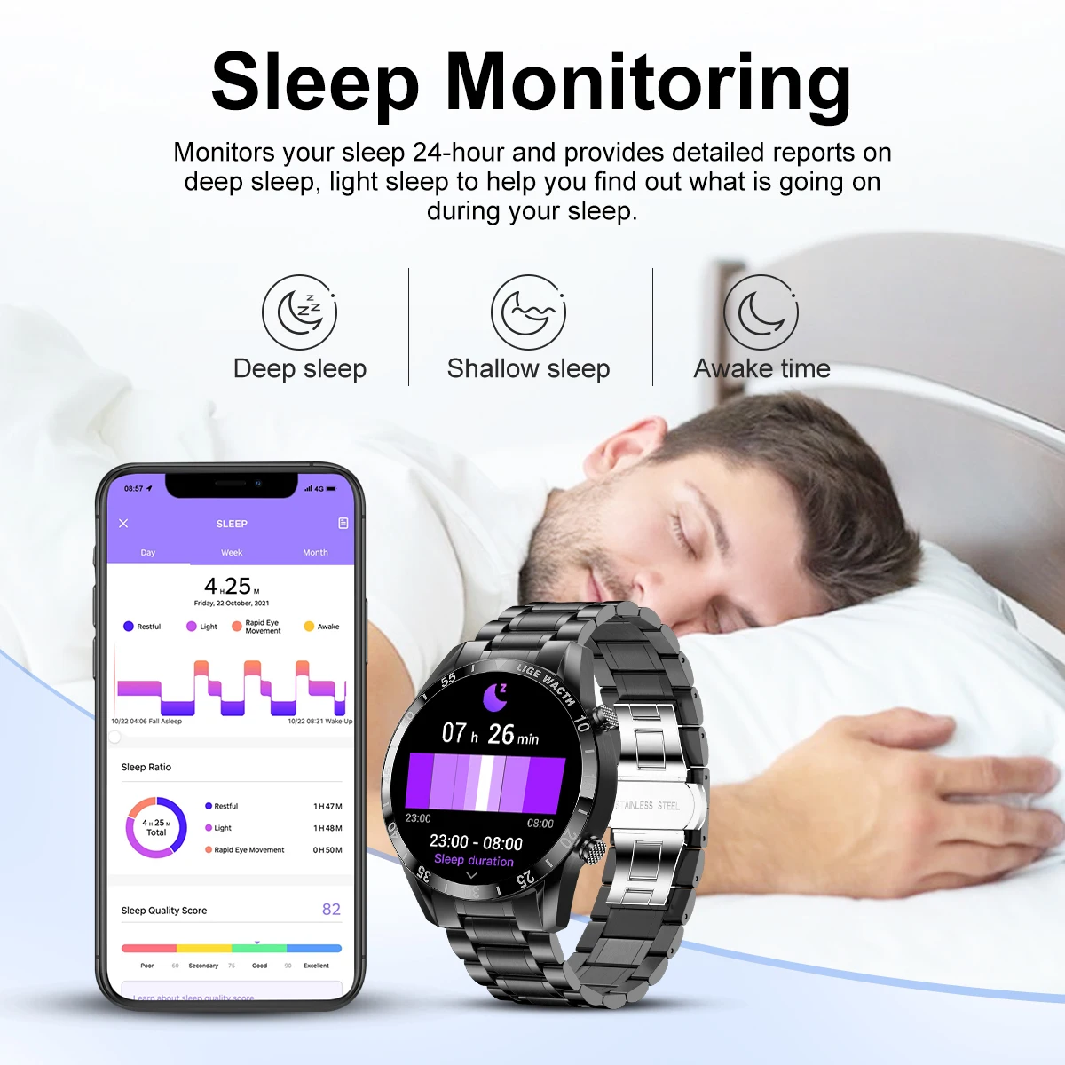 LIGE Smart Watch Men Fashion Full Touch Luxury Bluetooth Call Smart Watches Men Waterproof Sport Fitness Smartwatch For Men 2025 5