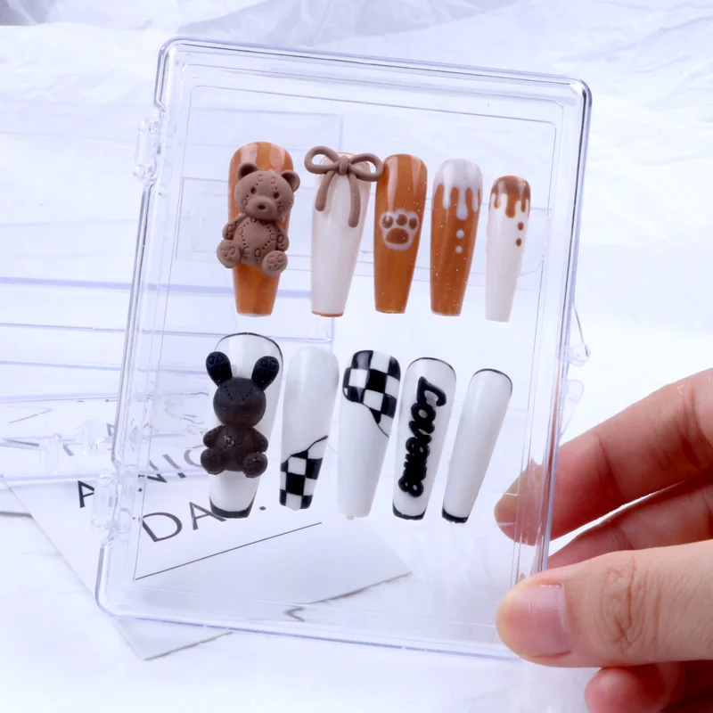 TSZS 1 Piece Press On Nails Organizer False Nail Tips Storage Box Manicure False Nails Showing Box with Lids Nail Art Tools