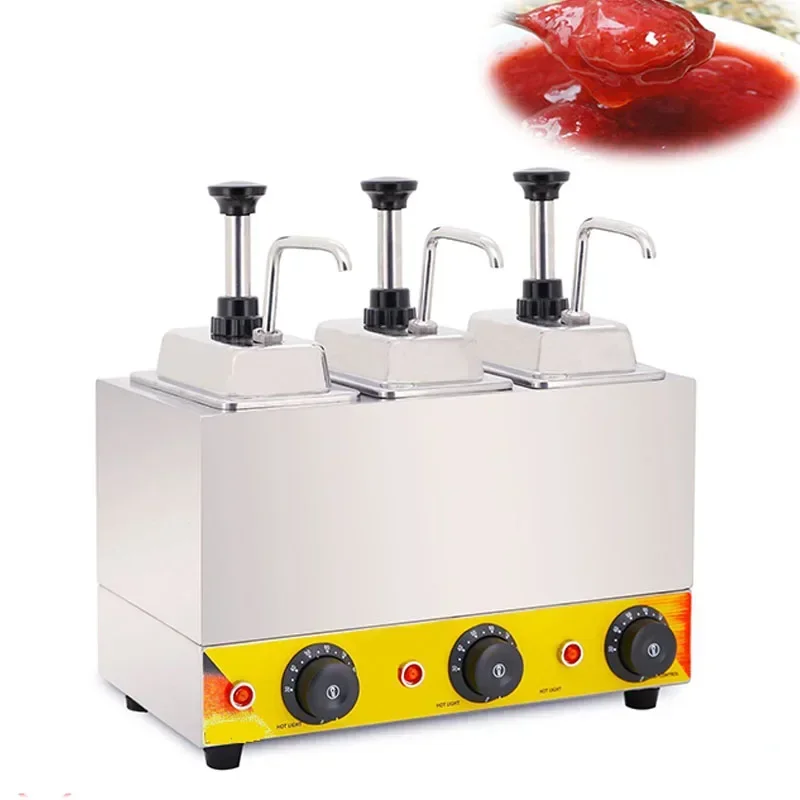 Sauce Warmer Chocolate Warming Machine Stainless Steel Electric Soy Jam Heater Filling Machine 3 Bottles 220V 4