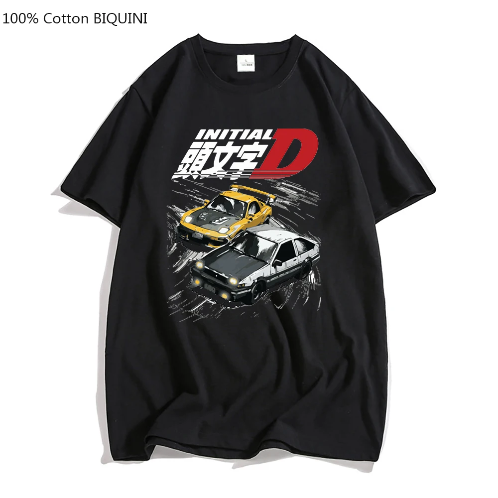 

AE86 футболка с японским аниме инициалом D Мужская Летняя крутая женская повседневная мужская футболка с графическим рисунком гоночного дриф...