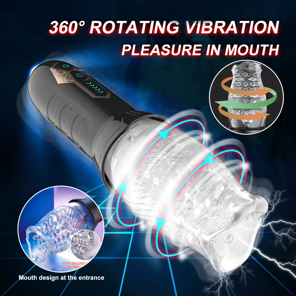 Automatisch elektrisch 360° °   Rotierenden Saugen Männlichen Blowjob Kolben Masturbator Tasse Vagina Echte Oral Vibrator Sex Spielzeug für Erwachsene Männer 1