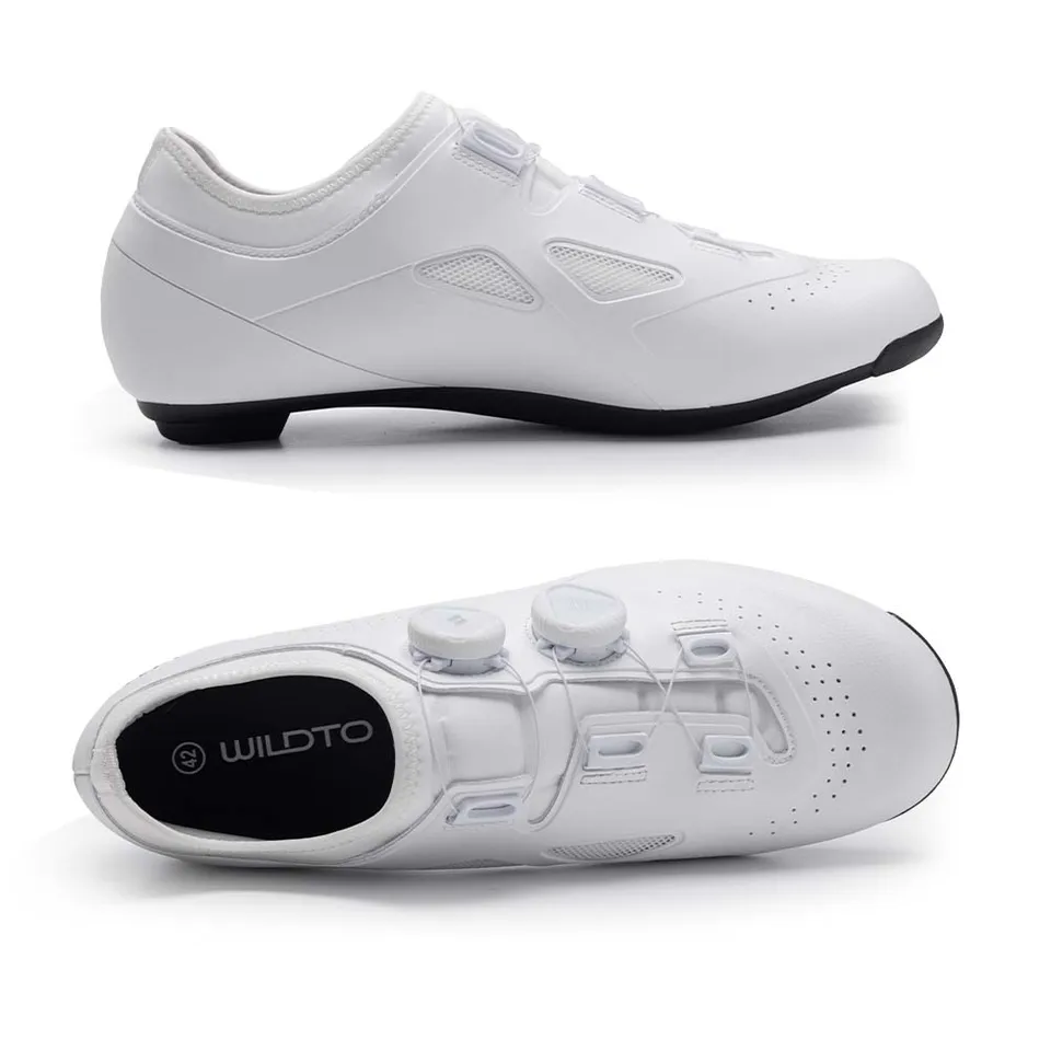 Chaussures De Vélo Route Homme Autobloquantes - Blanc - Taille US 8 / EU 41 - Légères Et Confortables