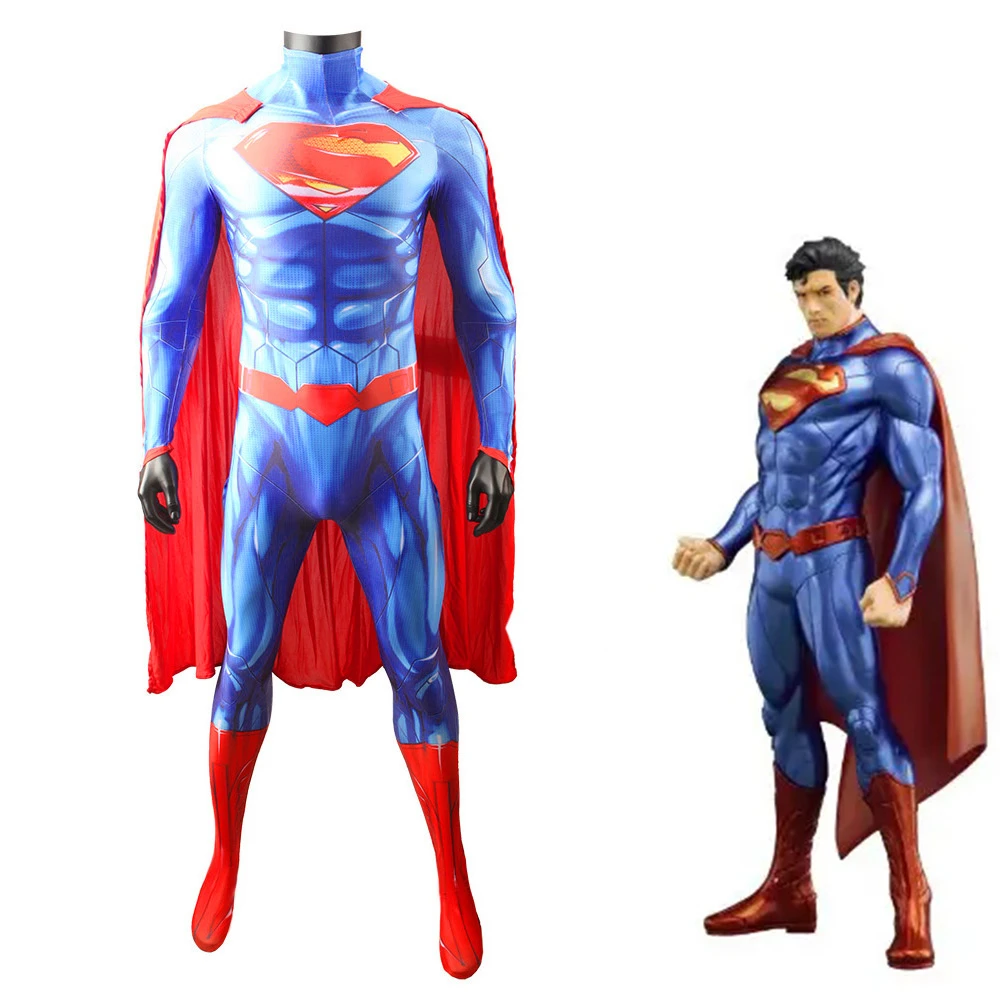 DC-Inspired Superman: Man of Steel Spandex Bodysuit Cosplay Costume for Adults and Kids