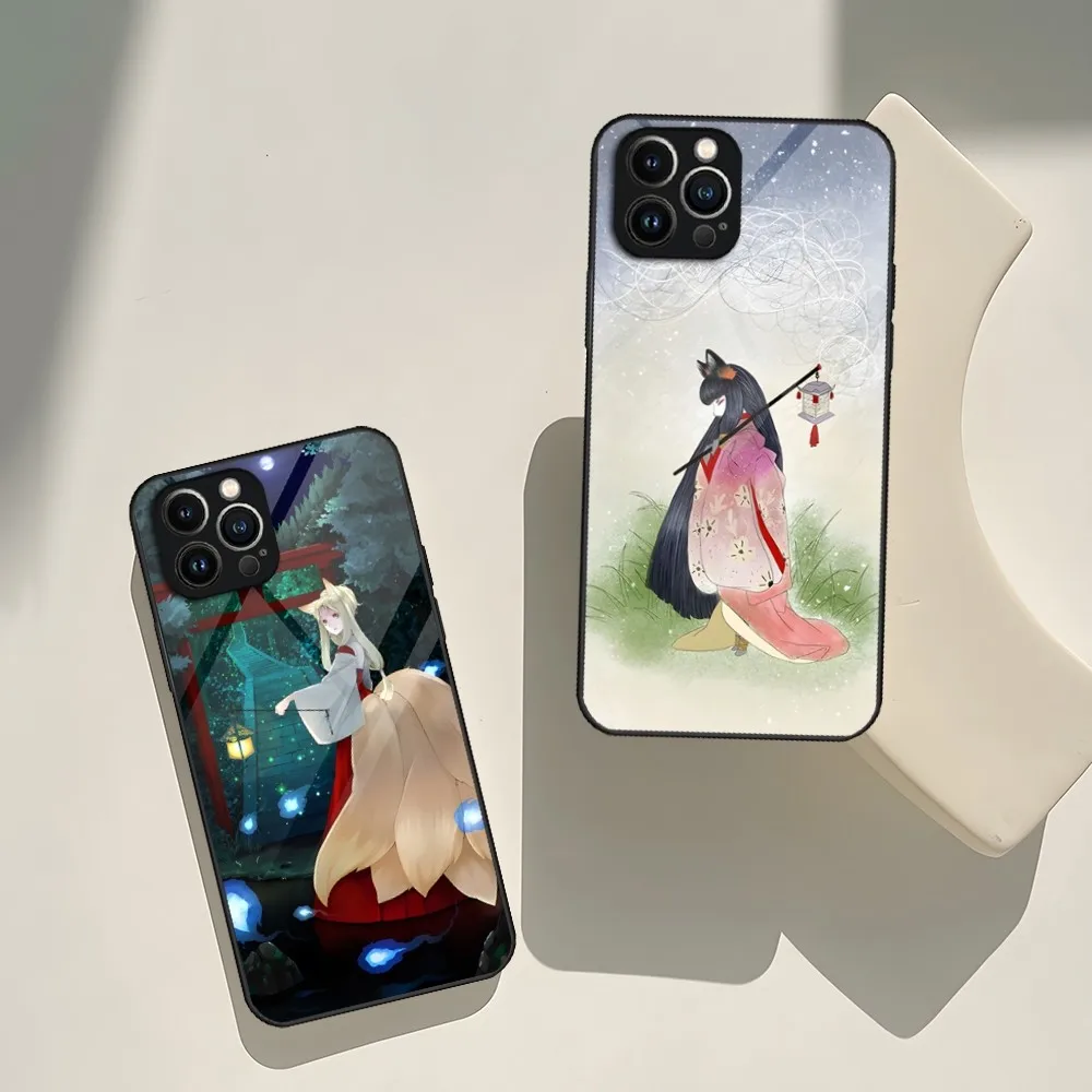 The Wish Kitsune Fox Deer Yokai Phone Case For Iphone 15 14 Pro 11 13 12 Mini Xs Xr Max 6 8 7 Plus Se Glass Fireproof Cove