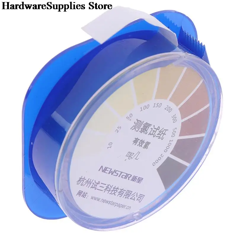 Water Tester Strips 1Roll Chlorine Test Range 10-2000mg/lppm Color Chart Cleaning Measuring