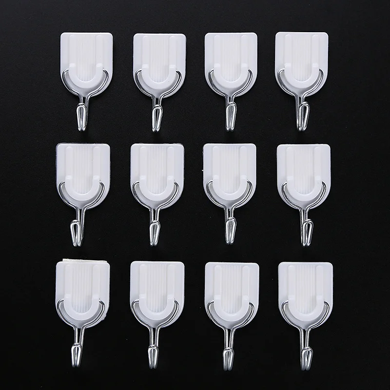 12pcs Strong Storage Hook storage hook door hook Creative Wall Mounted Sticky Adhesive Hook Stainless Steel Kitchen Bathroom Door Hanger Holder
