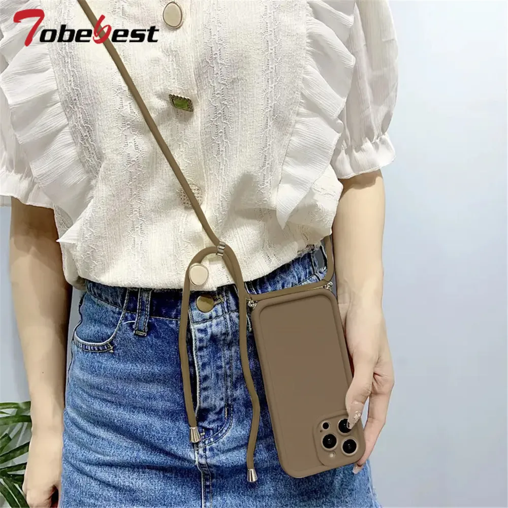 Crossbody Adjustable Lanyard Strap Rope Case - Soft Silicone Cover