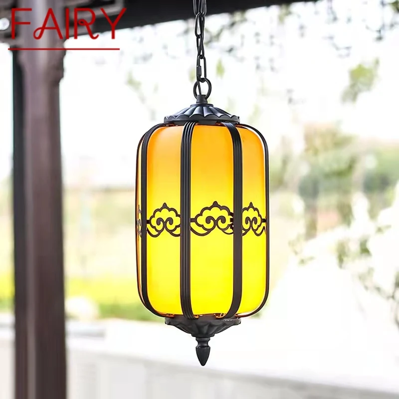 FAIRY Classical Chinese Lantern Pendant Lamp Vintage Dolomite Outdoor LED Light Waterproof for Home Corridor Decor Electricity