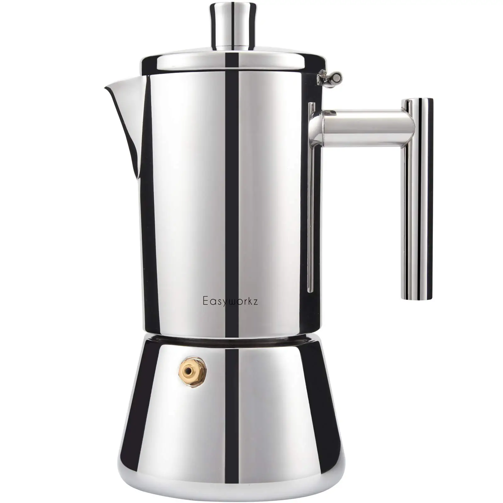 Easyworkz Diego Stovetop Espresso Maker Stainless Steel Italian Coffee Machine Maker 4Cup 6.8 oz Induction Moka Pot