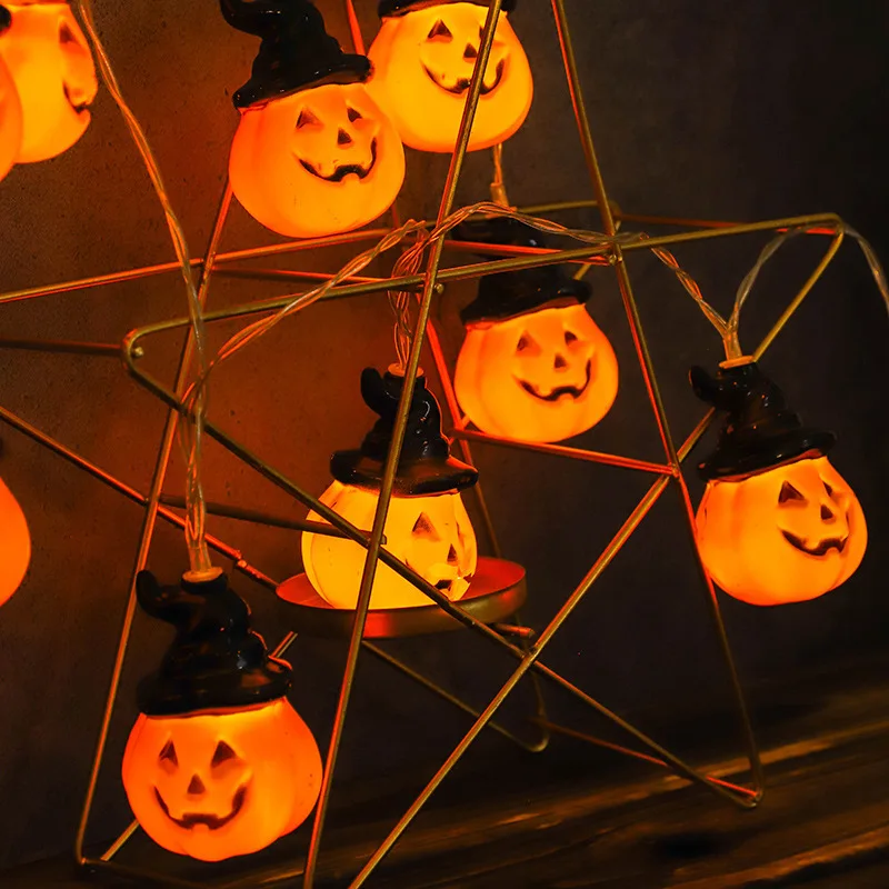 

200cm 10LED Halloween LED String Lights Portable Pumpkin Ghost Skeletons Lights for Home Bar Halloween Party Decor Supplies 2022