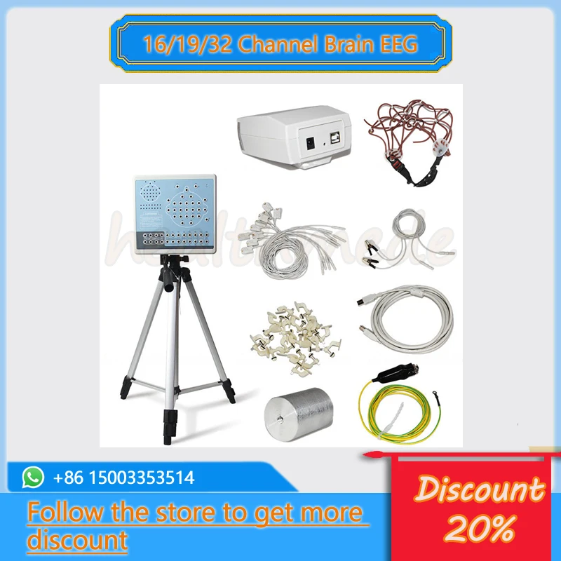 KT88-3200 Digital 32 Channel EEG Machine Brain electric Activity Mapping System PC Software Analyzer Patient Monitor +2 Tripods