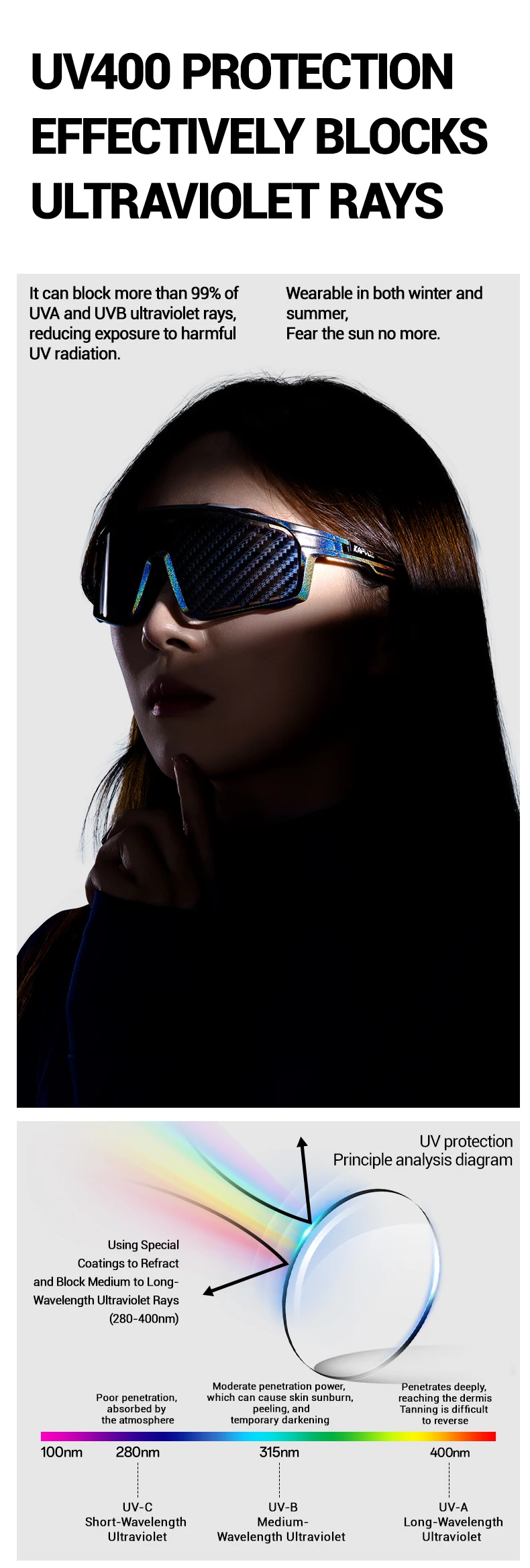 Kapvoe Neue Nano Beschichtete Radfahren Gläser Männer Frauen Sonnenbrille Wandern Laufen Outdoor Sport UV400 Objektiv Schutz Brillen – Detail 3