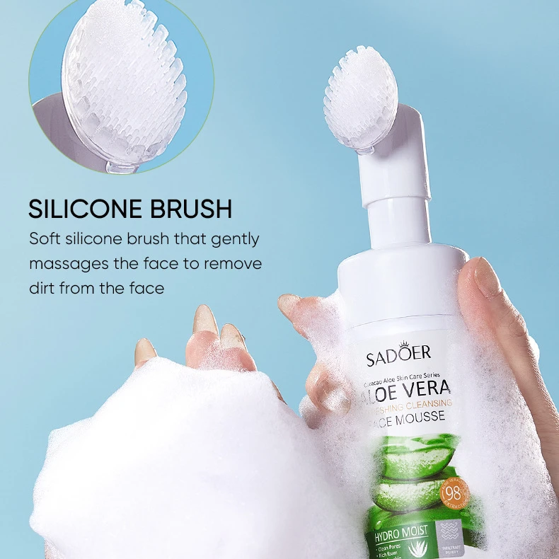 Cleansing Mousse Moisturizing and Smooth Aloe Vera Refreshing Facial Cleanser Face Washing Face Cleaner 3