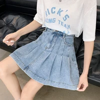 New Summer 2024 Plus Size Denim Skirt Women High Waist Pleated Large Size A Line Mini Jean Skirt Women Streetwear Saia Hot Sale - Image 2