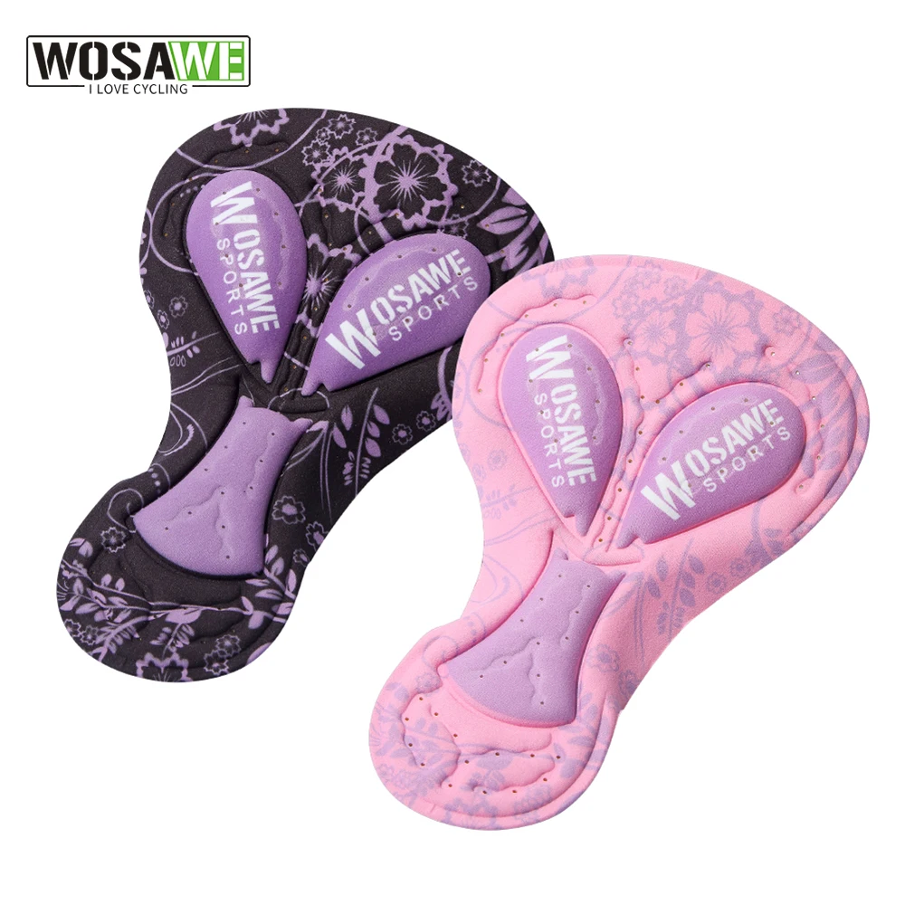 WOSAWE Women Cycling Gel Pad 5D Shockproof Pink Cushioned Pad Bicycle Breathable Hole Riding Base Cushion Moto Silicone Gel Pad