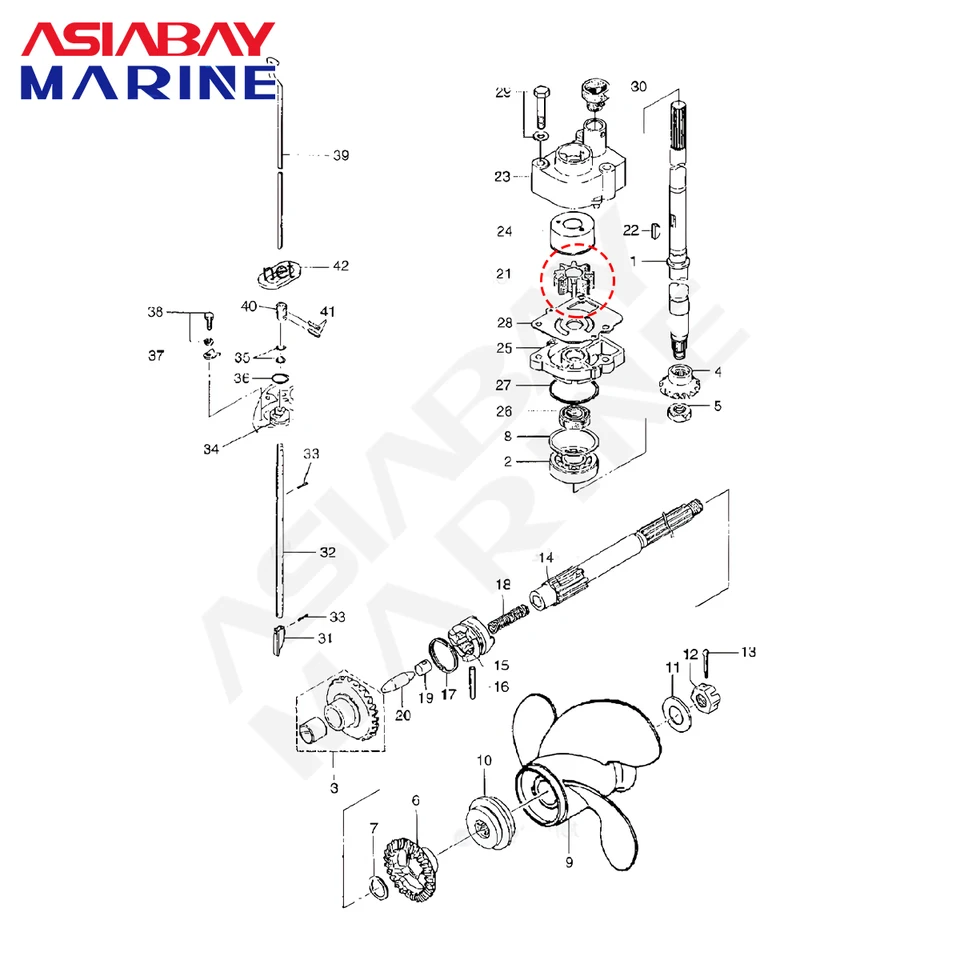 Turbine De Pompe à Eau 334 65021 0 For Moteurs Hors-bord 2 Temps 4