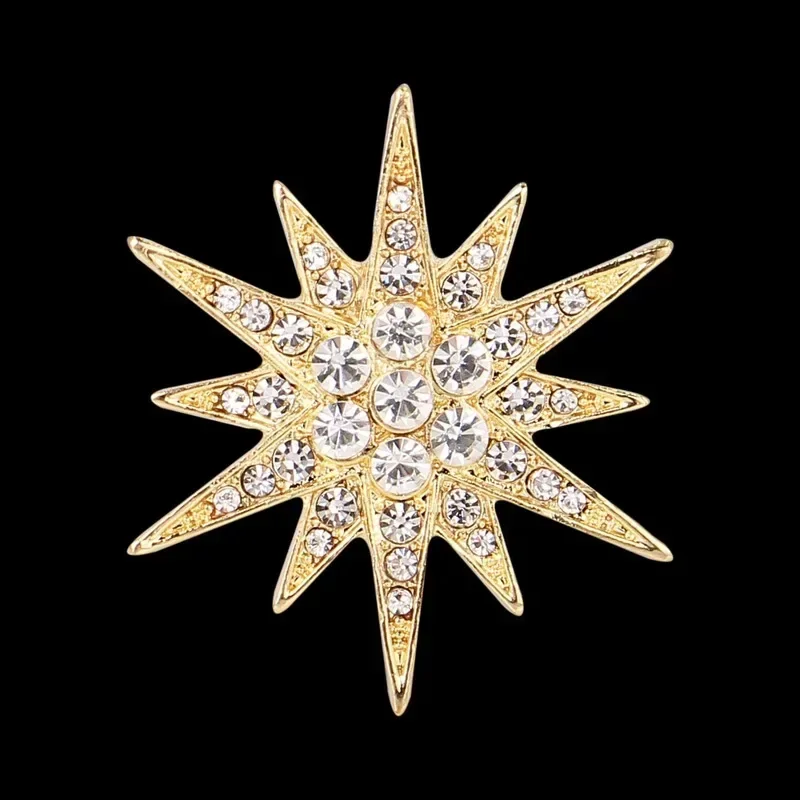 Épingle à cravate Starburst en strass de luxe Vintage, broche à revers de Style victorien en cristal brillant pour accessoires de bijoux de Bouquet pour femmes