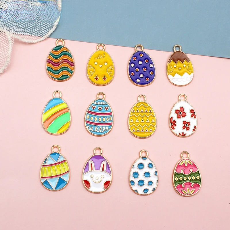 10Pcs/lot Easter Eggs Kawaii Alloy Charms Pendant Enamel Charms for