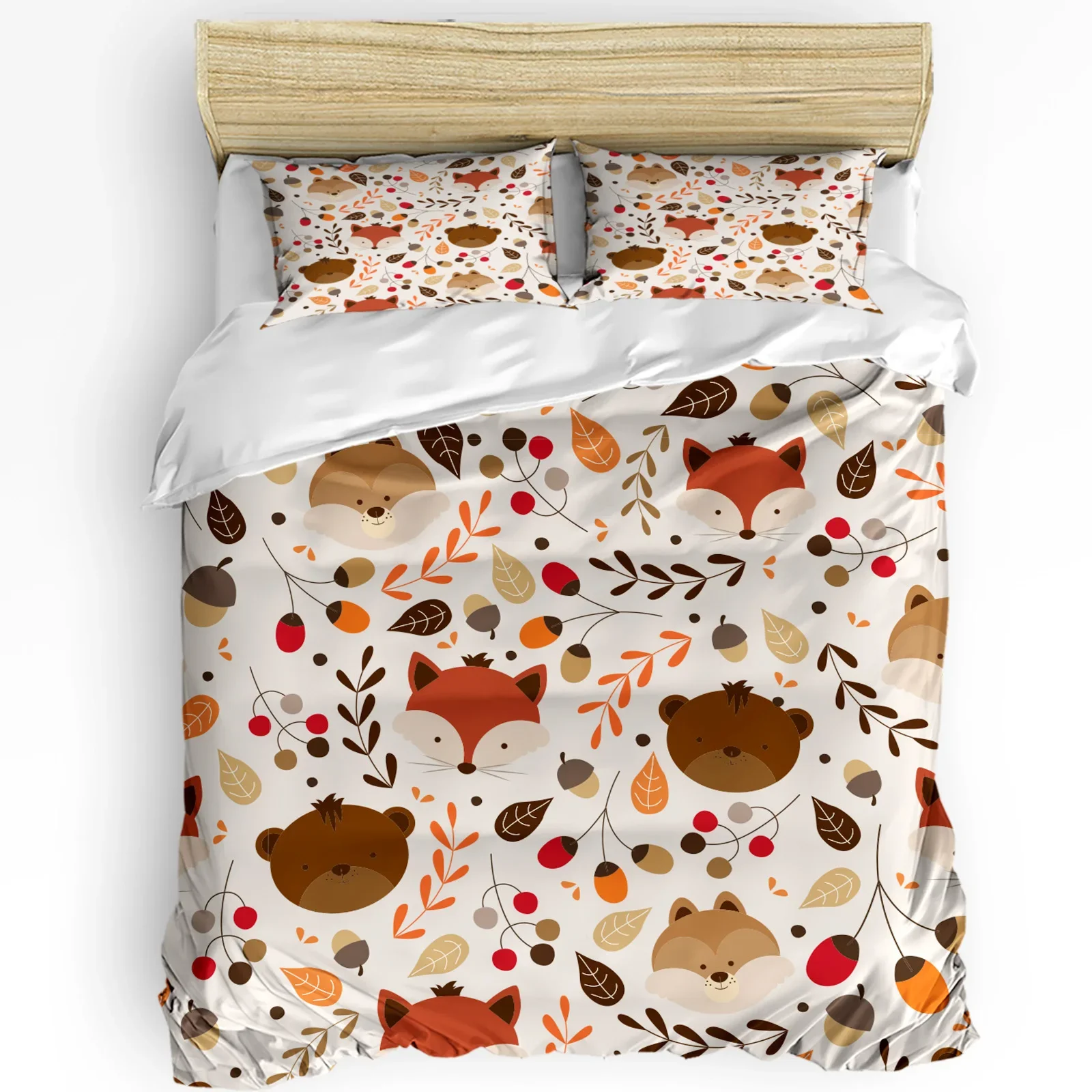 

3pcs Bedding Set Cartoon Fox Animals Home Textile Duvet Cover Pillow Case Boy Kid Teen Girl Bedding Covers Set