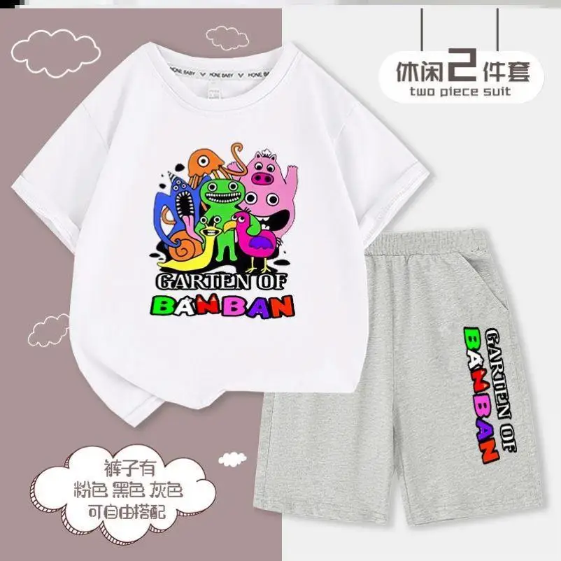 

Garten of Banban 2023 New Summer Short-sleeved Casual Pants Two-piece Set for Middle-aged and Older Children Fashion Suit