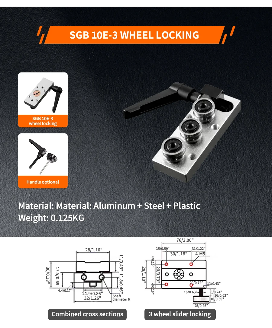 2PCS Integrierte Dual-Achsen Linearführung SGR20N SGR20 1200-2500mm + 4PCS Roller Sliding SGB20N/20 mit 3/4/5 Rad Schloss Aluminium – Detail 24