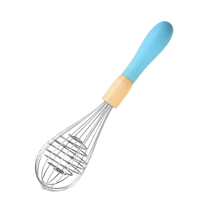 Manual Egg Blender Hand Beater Dough Cream Stirring Mixer Whisk Cooking Baking Kitchen Tools Wood Handle Stainless Steel
