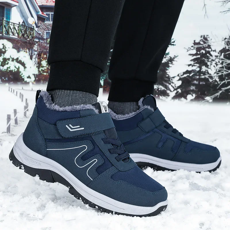 

Men's Slip On Winter cotton Shoes For Padded thickened warm Men Ankle Boots Male Snow Botines casual sneakers Hiking Boots
