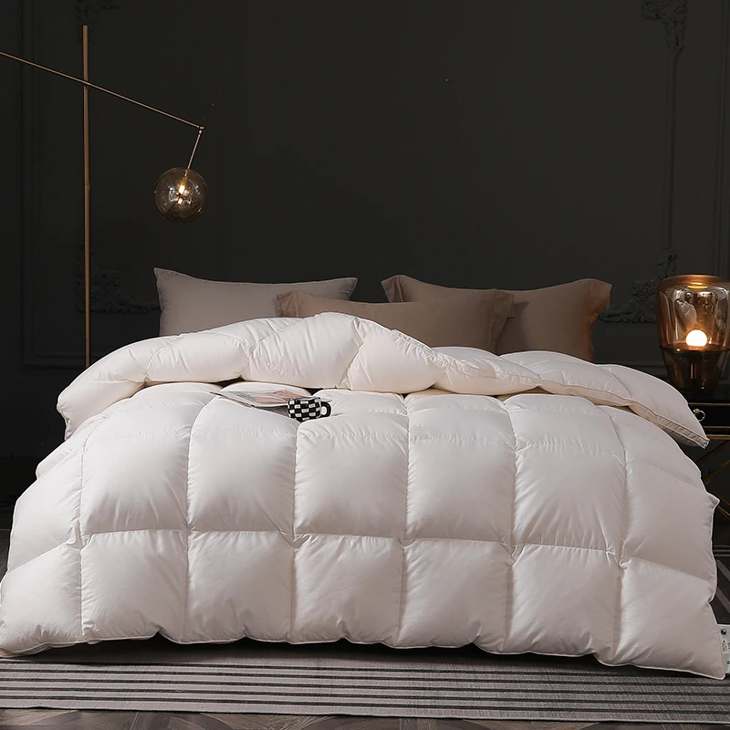 Толстое теплое одеяло, стеганые пододеяльники для зимней кровати, пододеяльник для 2 человек, Высококачественный чистый белый гусиный пух класса 95% 5A