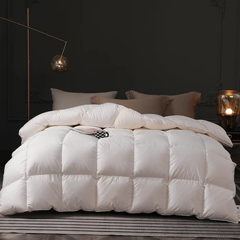 Couette luxueuse en duvet d'oie avec bord doré, belle couette blanche, couette DuSALE, haute qualité, 2025 au standard, légère, chaude, très, neuve, 95% 1