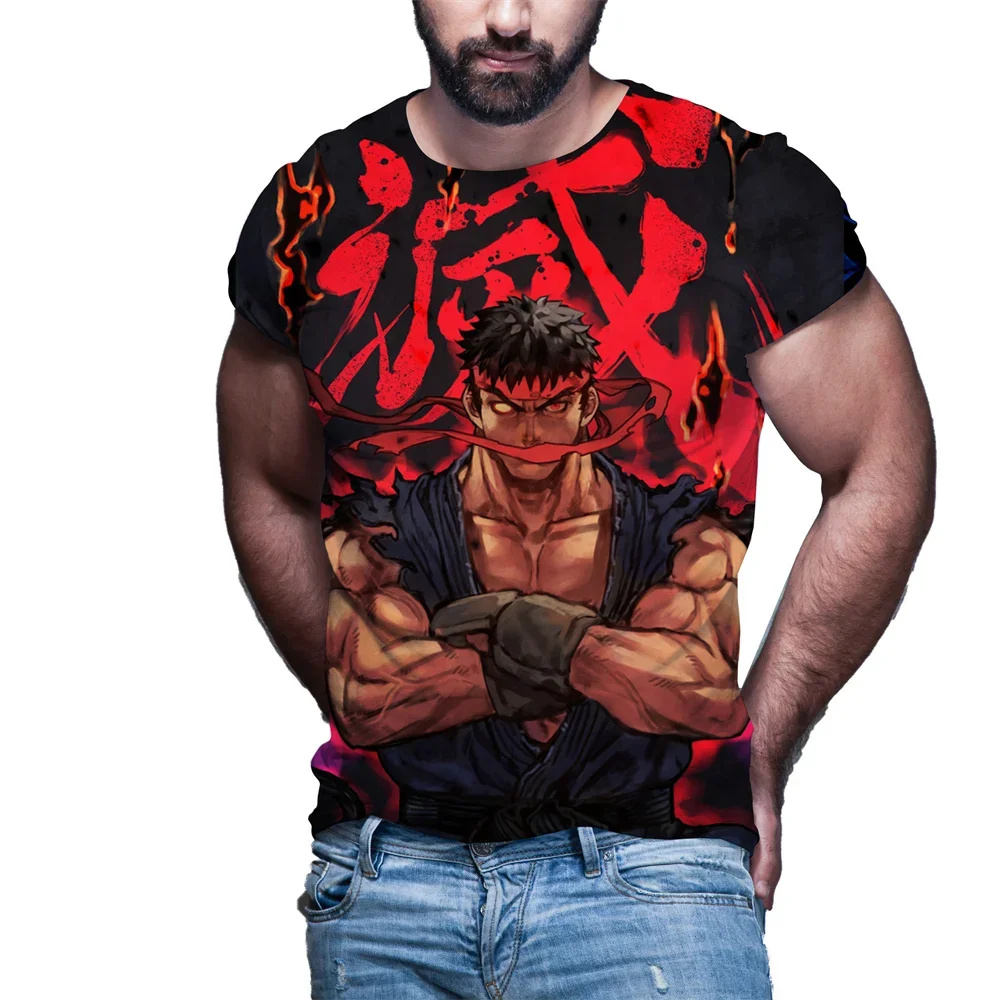 

2024 Awesome Characters Street Fighter 3D Printed Men's Clothing Novelty Crew Neck Tee Shirt Short Sleeve Tops Plus Size