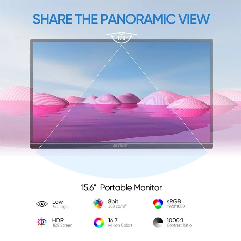 조이라이 15.6인치 휴대용 모니터 FHD 1080P IPS USB-C 노트북 디스플레이 및 액세서리, 컴퓨터 주변기기, 사무용품
