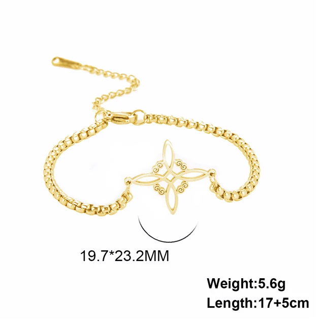 Dawapara – Bracelet à breloques avec nœud de sorcière pour femmes, amulette de Protection des nœuds celtiques, chaîne de perles en acier inoxydable, bijoux Wiccan de sorcellerie